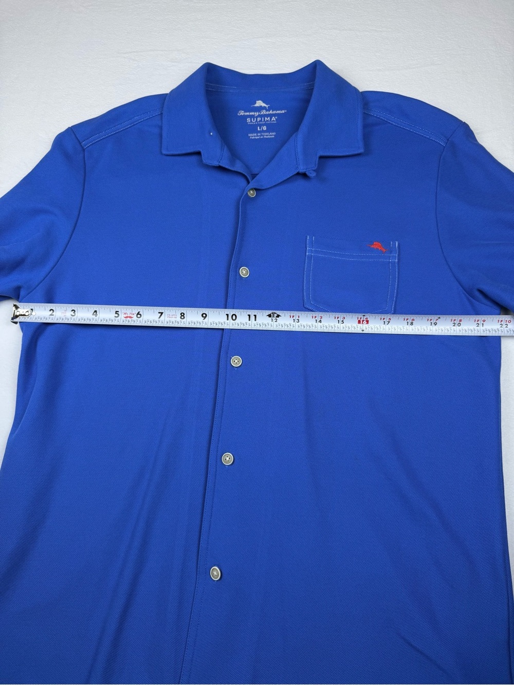 Tommy Bahama Men's Blue Supima Cotton Short Sleeve Button Polo Shirt Size L - Picture 4 of 7